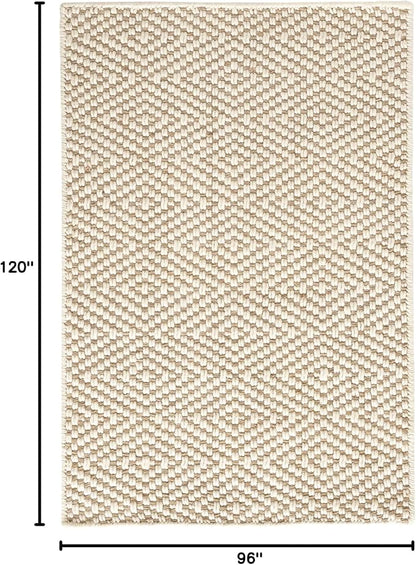 Dash and Albert Cocchi Handwoven Wool Rug, 7.5 X 9.5 Feet, Neutral Geometric Pattern - Premium Luxury Hotel Quality Soft Breathable Hypoallergenic Machine Washable Easy Care All Season Comfortable