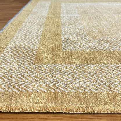 Alfa Rich 3x5 Amber Gold Washable Area Rugs for Living Room Bedroom Kitchen Dining Cotton Runner