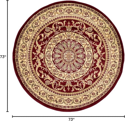 Unique Loom Versailles Collection Traditional Classic Medallion Floral Motif Area Rug (6' 0 x 6' 0 Round, Burgundy/ Ivory)