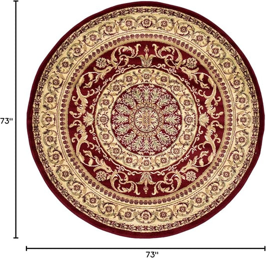 Unique Loom Versailles Collection Traditional Classic Medallion Floral Motif Area Rug (6' 0 x 6' 0 Round, Burgundy/ Ivory)