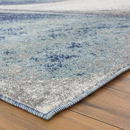 LUXE WEAVERS Spiral Abstract Blue 5x7 Area Rug
