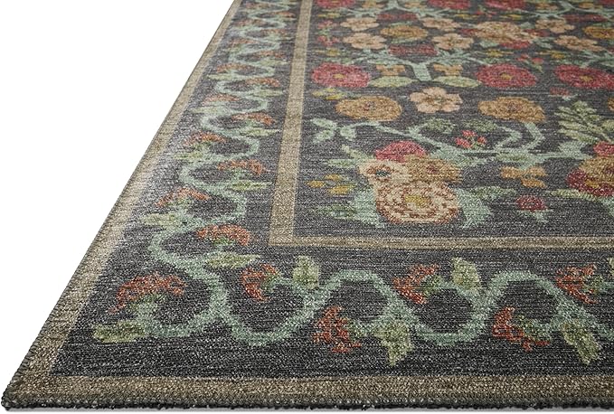 Loloi Rifle Paper Co. Rosa Collection RSA-01 Black 2'-0" x 5'-0" Accent Rug