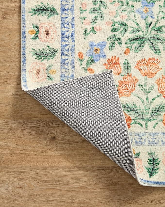 Loloi Rifle Paper Co. Eden Collection EDE-02 Mughal Garden Cream 2'-0" x 5'-0" Accent Rug feat. CloudPile™