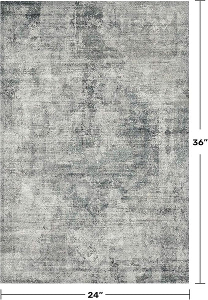 Slate Blue 2x3 Small Rugs for Entryway, Stain Resustant Waterproof Kitchen Rugs, Non Slip Washable Carpet for Bathroom, Low Pile & Soft Farmhouse Abstract Carpet