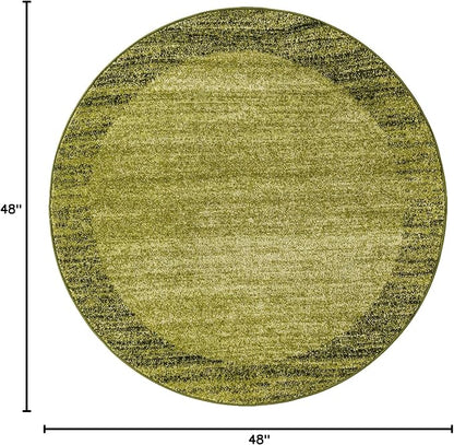 Rugs.com Angelica Collection Rug – 4 Ft Round Light Green Medium Rug Perfect for Kitchens, Dining Rooms