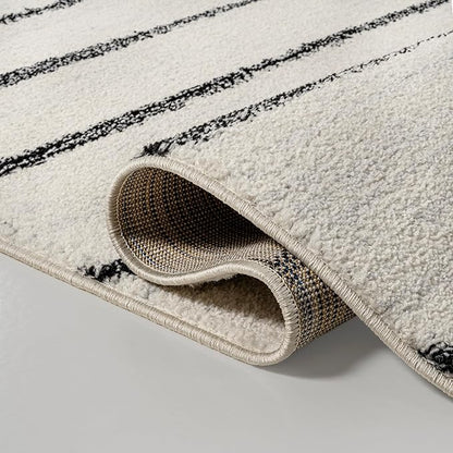 JONATHAN Y Williamsburg Minimalist Stripe Cream/Black Indoor Area Rug, 5x8, Contemporary, Modern, Easy-Cleaning for Living Room, Bedroom, Kitchen, Pet Friendly, Non-Shedding (MOH201D-5)