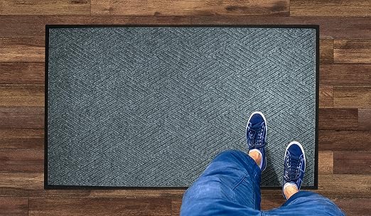 WaterHog Diamond | Commercial-Grade Entrance Mat with Rubber Border – Indoor/Outdoor, Quick Drying, Stain Resistant Door Mat (Bluestone, 3' x 10')