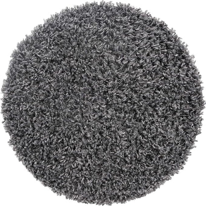 Unique Loom Davos Shag Collection Area Rug - Solid (2' Round, Peppercorn)