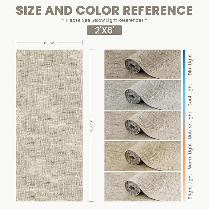 Art&Tuft 2x6 Runner Rug - Washable Runner Rugs, Non-Slip Runner Rug for Hallway, High Low Pile Textured Stripe 2x6 Rug Runner Throw Carpet for Entrance Entryway Bedroom Living Room Kitchen, Beige