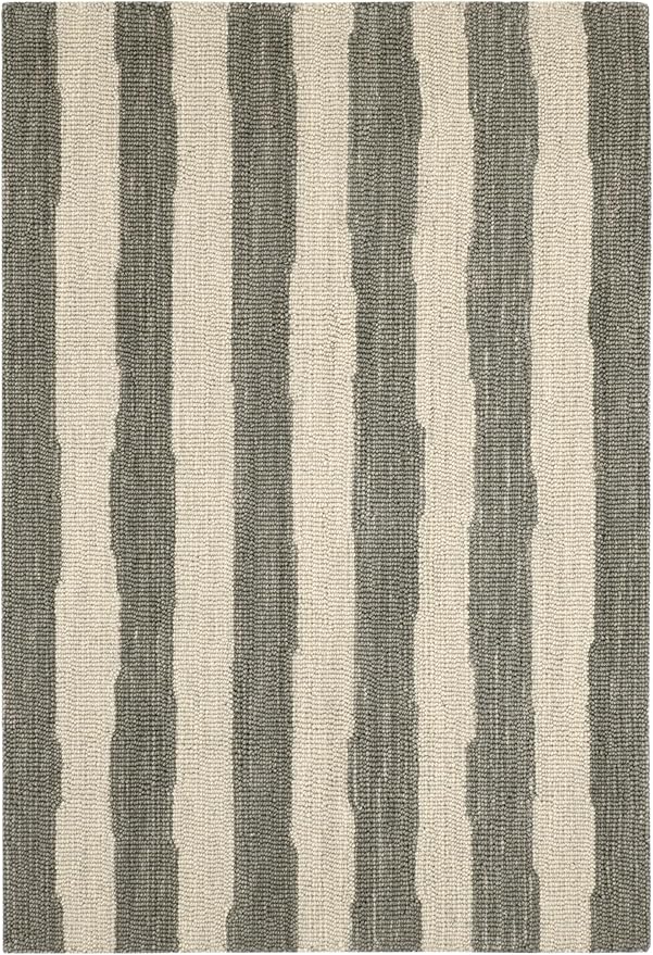 Dash & Albert Silas Stripe Grey Hand Micro Hooked Wool Rug, 5 X 8 Feet, Grey Stripe Pattern - Premium Luxury Hotel Quality Soft Breathable Hypoallergenic Machine Washable Easy Care All Season