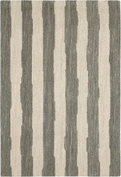 Dash & Albert Silas Stripe Grey Hand Micro Hooked Wool Rug, 3 X 5 Feet, Grey Stripe Pattern - Premium Luxury Hotel Quality Soft Breathable Hypoallergenic Machine Washable Easy Care All Season