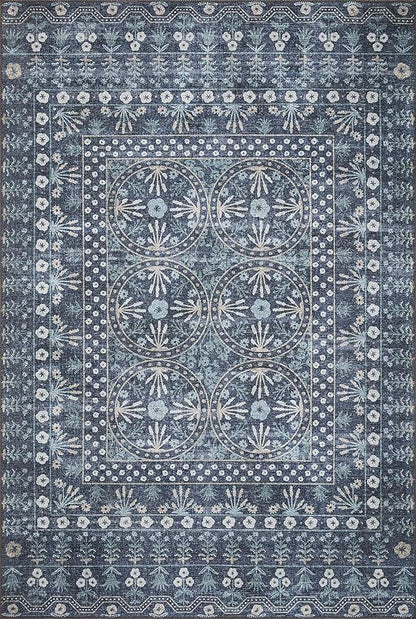 Loloi Rifle Paper Co. Maison Collection MAO-03 Rosette Blue 2'-0" x 5'-0", .19" Pile Height, Accent Rug