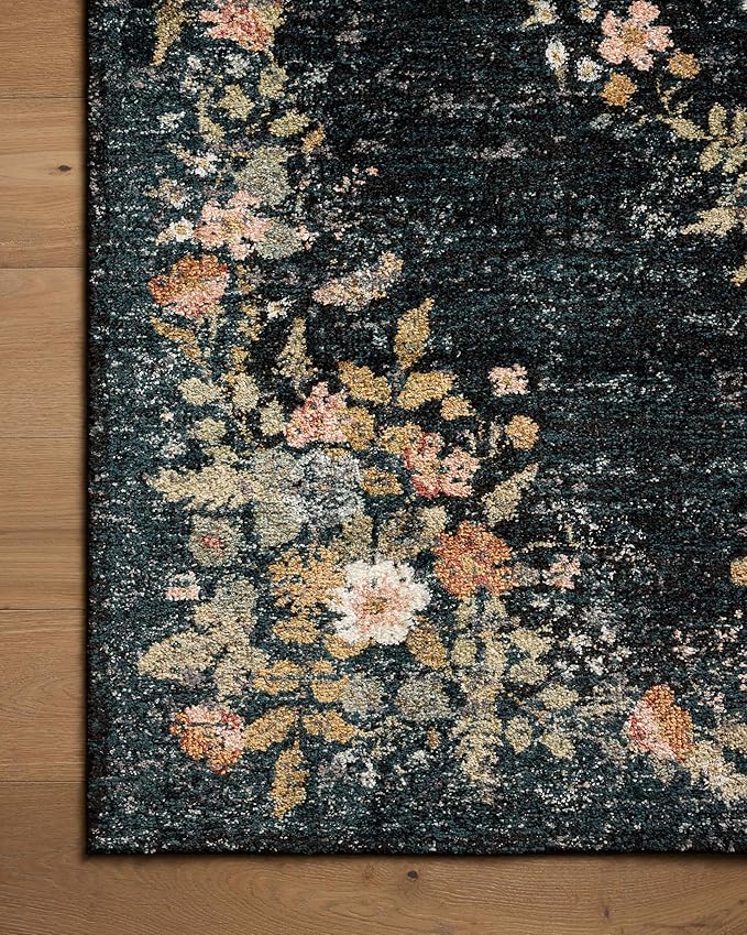 Loloi Rifle Paper Co. Laurel Collection LAU-01 Dark Navy 6'-6" x 9'-2" Area Rug