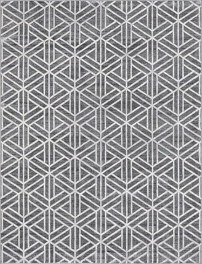Rugs.com Lattice Trellis Collection Rug – 9' x 12' Gray Low-Pile Rug Perfect for Living Rooms, Large Dining Rooms, Open Floorplans
