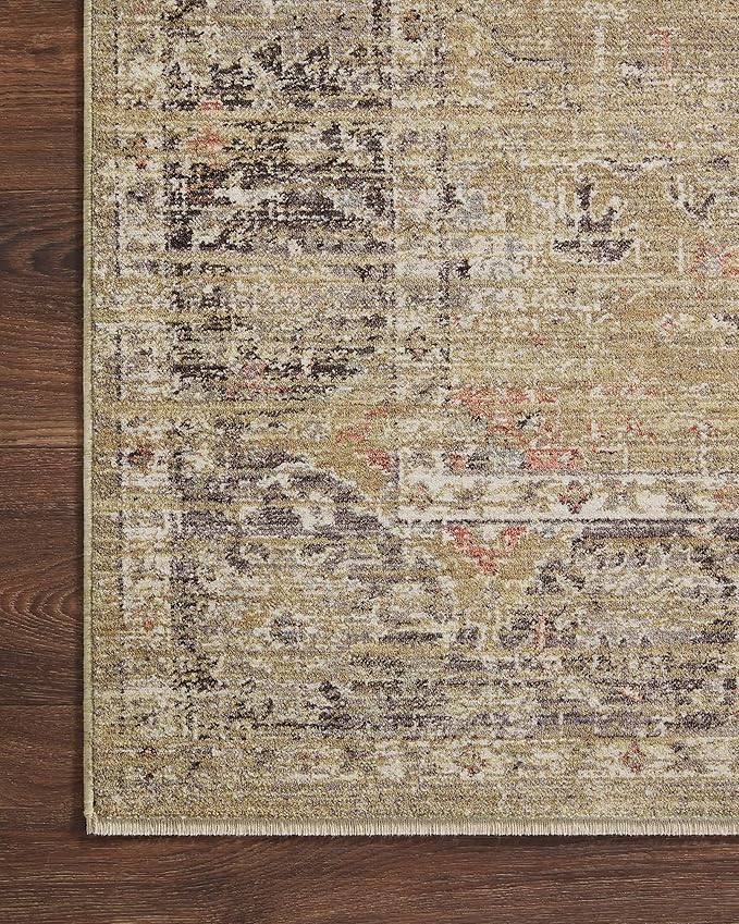 Loloi Magnolia Home by Joanna Gaines Millie Collection MIE-03 Gold/Charcoal 2'-7" x 10'-0", .25" Pile Height, Runner Rug