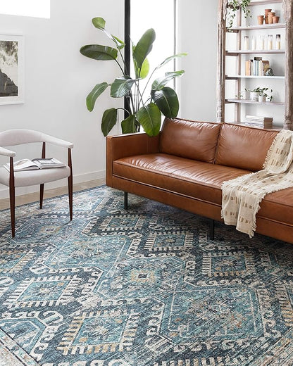 Loloi II Skye Collection SKY-03 Denim/Natural 7'-6" x 9'-6" Area Rug