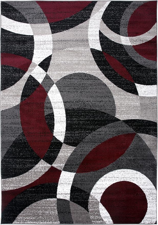 Rugshop Contemporary Abstract Circles Perfect for high Traffic Areas of Your Living Room,Bedroom,Basement,Kitchen Large Areas Open Spaces Area Rug 10' x 14' Red