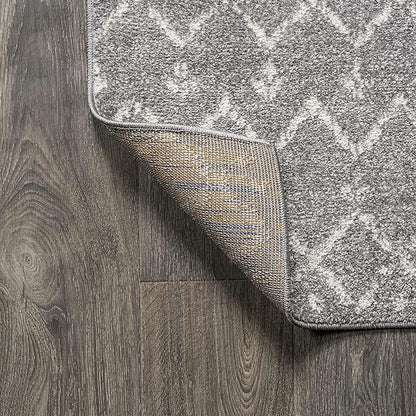 JONATHAN Y Boho Vintage Diamond Gray/Ivory Round Area Rug 8 ft, Moroccan Hype for Living Room, Bedroom, Kitchen, Office, Easy-Cleaning, High Traffic, Pet-Friendly, Non-Shedding (MOH101C-8R)