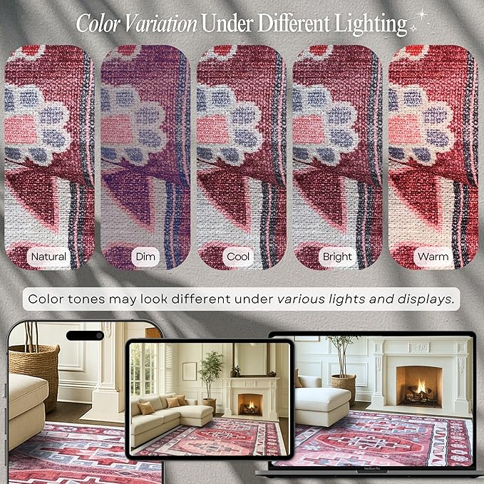 Turkish Rug. Washable Vintage Oriental Antique Inspired Traditional Doormat Small Modern Area Rugs Luxury Entryway Entry Bedroom Bathroom Kitchen (378RR, 2' x 3')