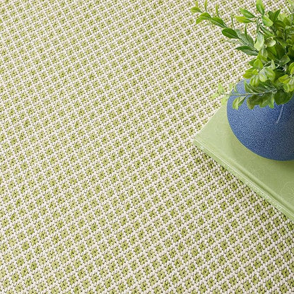 Nourison Home Courtyard Ivory Green 4' x Square Area Rug - Easy Clean, Non Shedding, Bed Room, Living Room, Dining Room, Kitchen (4' x Square)