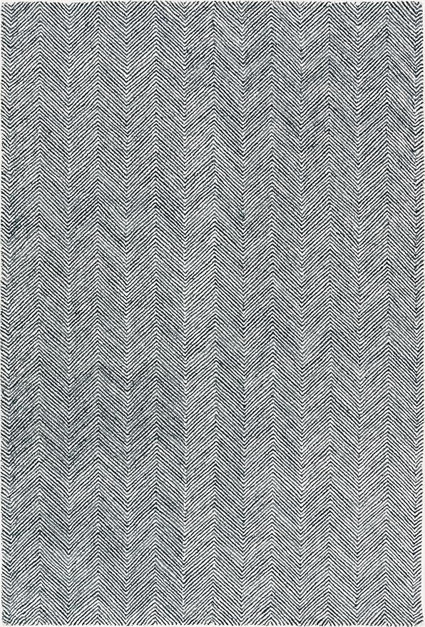 Modern Herringbone Chevron Collection Handcrafted Wool Area Rug - Durable, Zigzag Pattern, for High Traffic, Contemporary Design for Living Room, Bedroom, Dining Room Decor (Denim Blue, 10' x 10')