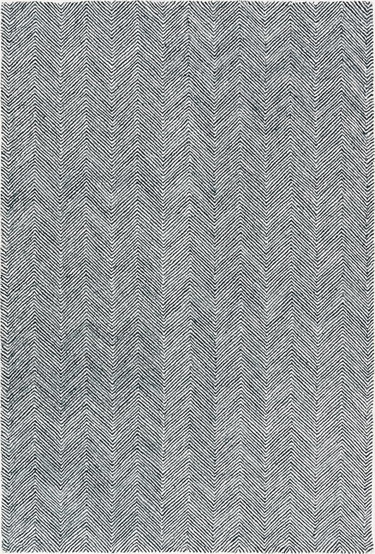 Modern Herringbone Chevron Collection Handcrafted Wool Area Rug - Durable, Zigzag Pattern, for High Traffic, Contemporary Design for Living Room, Bedroom, Dining Room Decor (Denim Blue, 10' x 10')