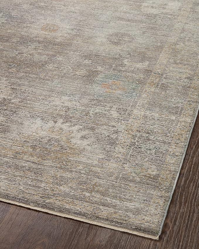 Loloi Magnolia Home by Joanna Gaines Millie Collection MIE-05 Stone/Natural 5'-3" x 5'-3", .25" Pile Height, Round Area Rug