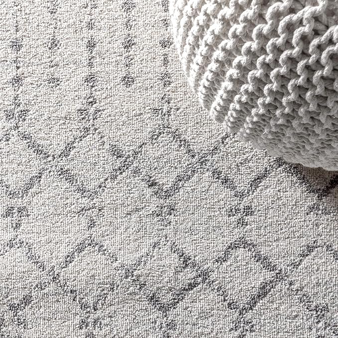 JONATHAN Y Boho Vintage Diamond Cream/Gray Round Area Rug 6 ft, Moroccan Hype for Living Room, Bedroom, Kitchen, Office, Easy-Cleaning, High Traffic, Pet-Friendly, Non-Shedding (MOH101B-6R)