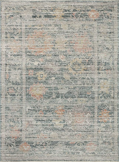 Loloi Magnolia Home by Joanna Gaines Millie Collection MIE-01 Blue/Multi 3'-6" x 5'-6", .25" Pile Height, Accent Rug