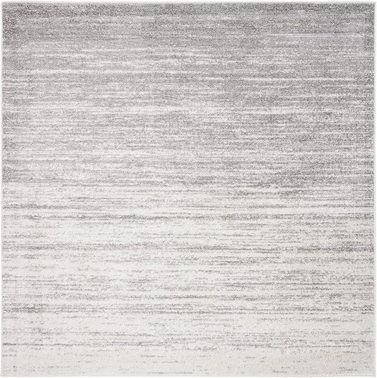 SAFAVIEH Adirondack Collection Area Rug - 9' Square, Ivory & Silver, Modern Ombre Design, Non Shedding & Easy to Clean, Ideal for Living Room, Bedroom, Office, Dining Space (ADR113B)
