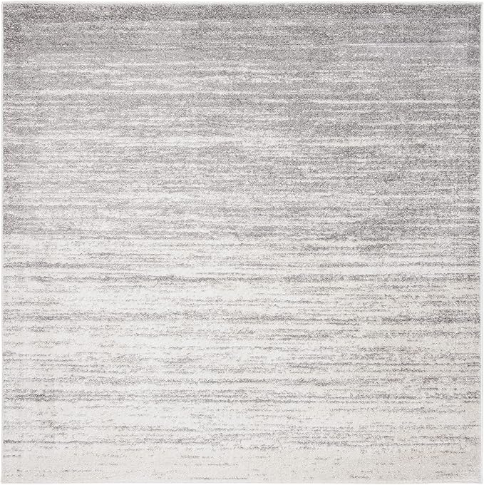 SAFAVIEH Adirondack Collection Area Rug - 7' Square, Ivory & Silver, Modern Ombre Design, Non Shedding & Easy to Clean, Ideal for Living Room, Bedroom, Office, Dining Space (ADR113B)