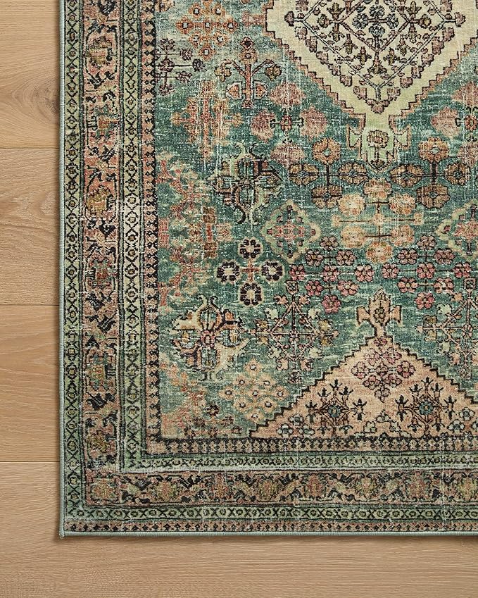 Loloi Magnolia Home by Joanna Gaines Sinclair Collection SIN-03 Turquoise/Multi 2'-3" x 11'-6", .25" Pile Height, Machine Washable, Runner Rug