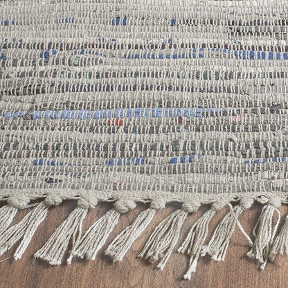 SAFAVIEH Rag Rug Collection X-Large Area Rug - 12' x 18', Grey, Handmade Boho Stripe Cotton, Ideal for High Traffic Areas in Living Room, Bedroom (RAR121A)