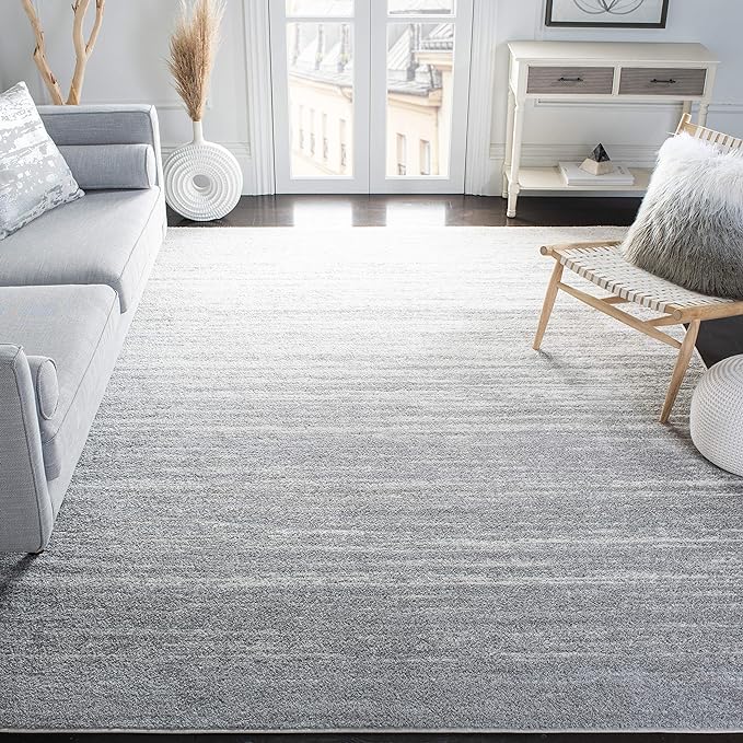 SAFAVIEH Adirondack Collection Area Rug - 7' Square, Light Grey & Grey, Modern Ombre Design, Non Shedding & Easy to Clean, Ideal for Living Room, Bedroom, Office, Dining Space (ADR113C)
