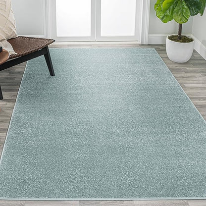 Eyely UES100S-4 Supersoft Haze Solid Low-Pile Indoor Area Rug Casual;Contemporary;Solid;Traditional, Bedroom, Kitchen, Living Room, Easy-Cleaning, Non-Shedding, 4 X 6, Light Blue