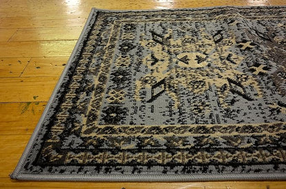 Unique Loom Taftan Collection Border Geometric Tribal Inspired Design Area Rug (2' 2 x 3' 0 Rectangular, Gray/ Black)