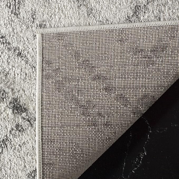SAFAVIEH Adirondack Collection Area Rug - 6' Round, Light Grey & Grey, Modern Diamond Distressed Design, Non-Shedding & Easy Care, Ideal for High Traffic Areas in Living Room, Bedroom (ADR131C)