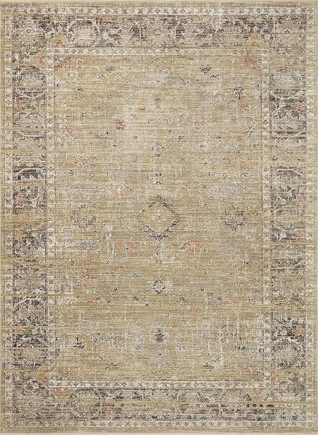 Loloi Magnolia Home by Joanna Gaines Millie Collection MIE-03 Gold/Charcoal 7'-10" x 10', .25" Pile Height, Area Rug
