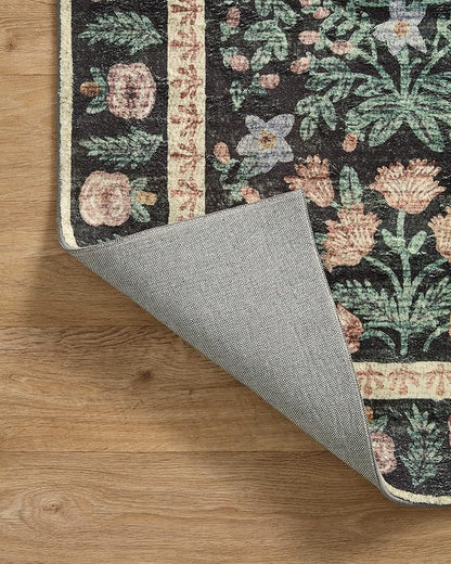 Loloi Rifle Paper Co. Eden Collection EDE-02 Mughal Garden Black 7'-6" x 9'-6" Area Rug feat. CloudPile™