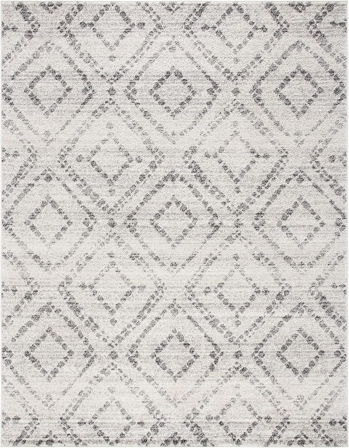 SAFAVIEH Area Rug 8x10 - Adirondack Collection - Large - Light Grey & Grey, Geometric Trellis Pattern, Non-Shedding & Easy Cleaning, Ideal for Living Room, Bedroom, Office, Dining Space (ADR131C)
