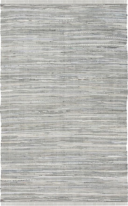 SAFAVIEH Rag Rug Collection Area Rug - 5' x 8', Grey, Handmade Boho Stripe Cotton, Ideal for High Traffic Areas in Living Room, Bedroom (RAR121A)