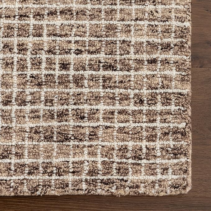 Rugs USA Melrose Handmade, Brown/Ivory, 6' x 9', Wool & Cotton, Soft and Cozy, High Traffic, Stain Resistant, Easy Clean, Durable Area Rug for Bedroom, Living Room, Dining Space, Den, Foyer, Entryway