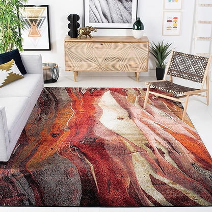SAFAVIEH Area Rug 8x10 - Glacier Collection - Large - Red & Multi, Modern Abstract Design, Non-Shedding & Easy Cleaning, Ideal for Living Room, Bedroom, Office, Dining Space (GLA126A)