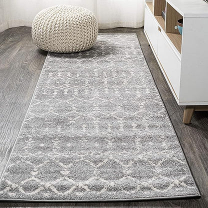 JONATHAN Y Boho Vintage Diamond Gray/Ivory Runner Rug 2X14 ft, Moroccan Hype for Living Room, Bedroom, Kitchen, Office, Easy-Cleaning, High Traffic, Pet-Friendly, Non-Shedding (MOH101C-214)
