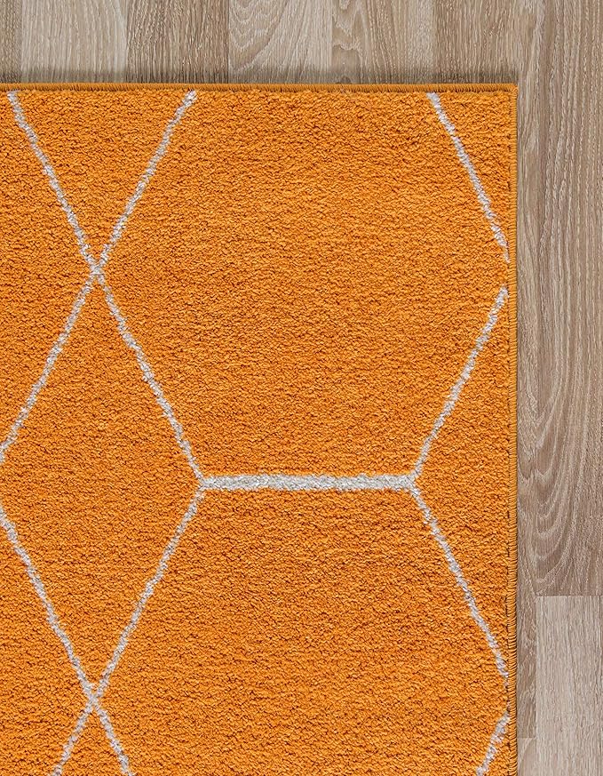 Unique Loom Trellis Frieze Collection Area Rug - Geometric (9' x 12' 2", Orange/ Ivory)