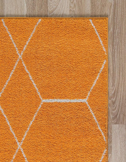 Unique Loom Trellis Frieze Collection Area Rug - Geometric (9' x 12' 2", Orange/ Ivory)