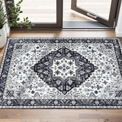 2x3 Rug,Boho Vintage Oriental Washable Rugs,Collapsible Area Rug for Bedroom, Entryway, Kitchen, Bathroom