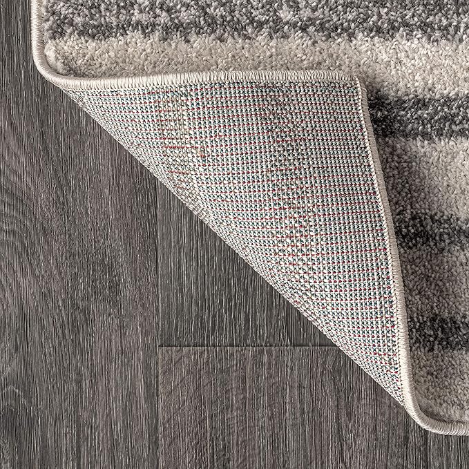JONATHAN Y Lyla Offset Stripe Gray/Cream Indoor Area Rug, 4x6, Contemporary, Modern, Easy-Cleaning for Living Room, Bedroom, Kitchen, Pet Friendly, Non-Shedding (MOH204A-4)
