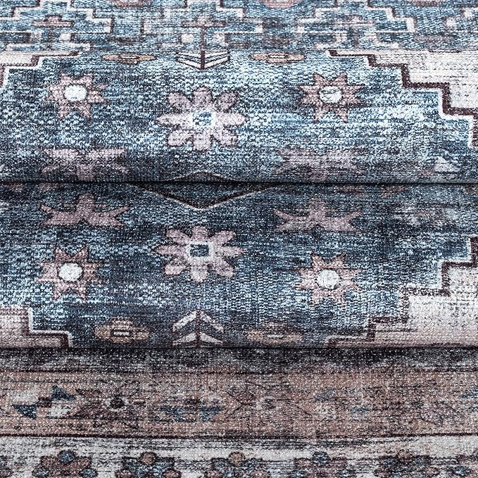 Washable Area Rug. Modern Farmhouse. Vintage. Turkish. Bohemian. Distressed. Oriental. Traditional. Rugs for Living Room. Dining. Bedroom. Office. Entryway. Foyer. (859NC, 5'9 x 8'9)