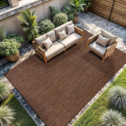 CAMILSON Outdoor Rug 10x14 Modern Area Rugs for Large Indoor and Outdoor Patios and Porches - Waterproof, Washable, Non-Shedding, Easy-to-Clean Outside Carpet (10 x 14, Solid - Gold)
